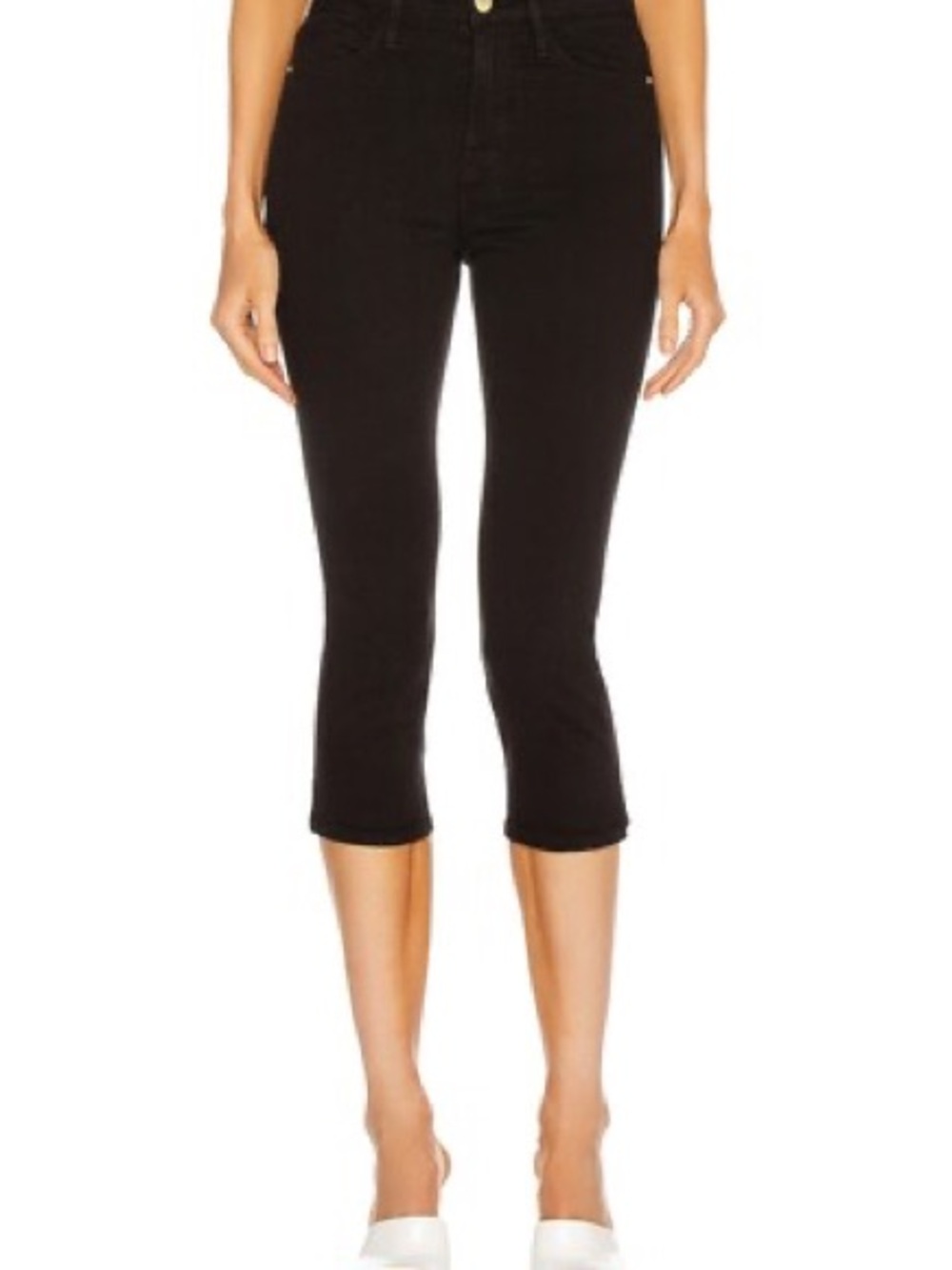 FRAME Le High Pedal Pusher Jeans in Color Film Noir in Size 29